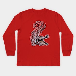 Crocodile hand drawing decoration Kids Long Sleeve T-Shirt